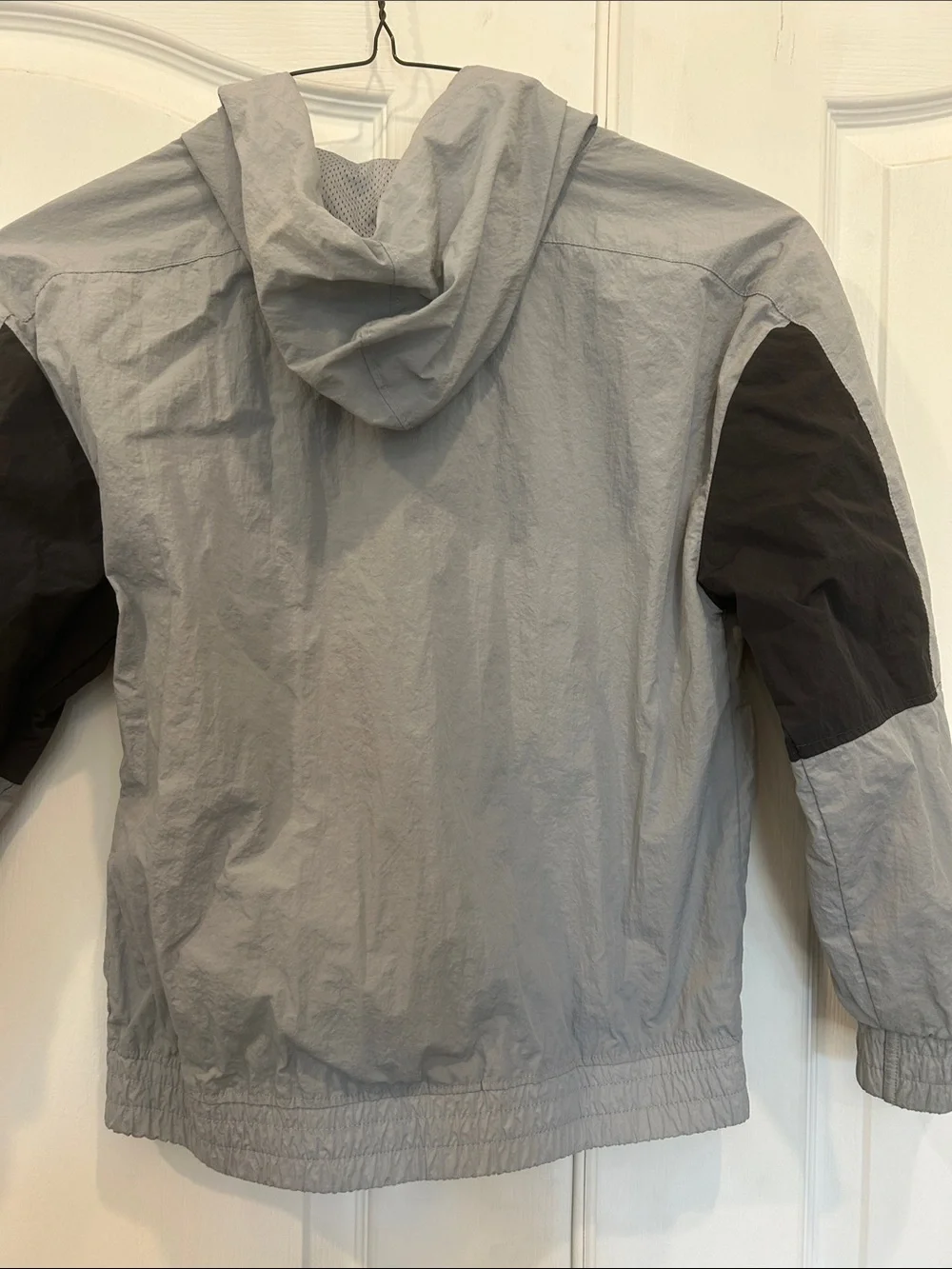 Jordan Gray and Black Hooded Windbreaker with Neon Accent